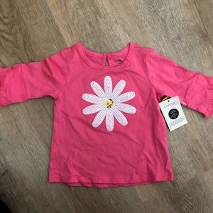 Pink long sleeve shirt with sequin flower design
